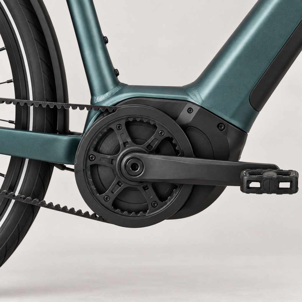Middenmotor en riemaandrijving van de Gazelle Ultimate C380