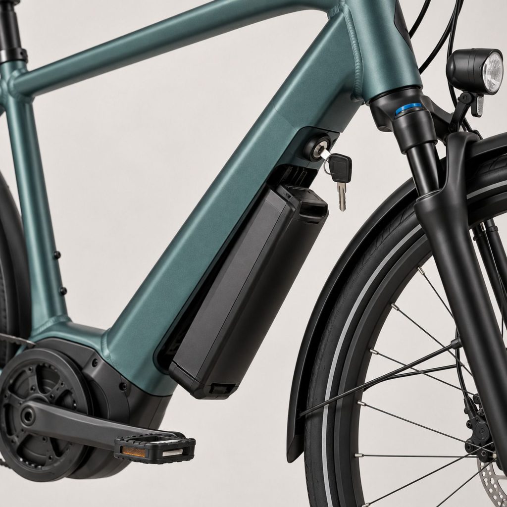 De accu in het onderbuis van de Gazelle Ultimate C380