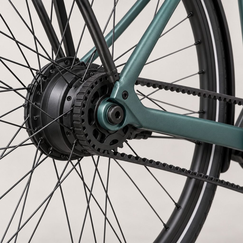 Achternaaf met riem van de Gazelle Ultimate C380